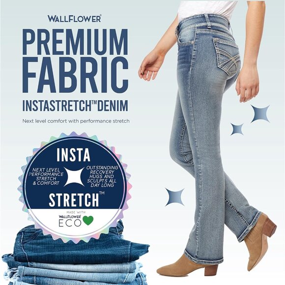 Bootcut Jeans Women Mid-Rise Curvy Insta Stretch Denim Sizes 0-24 - Picture 6 of 9